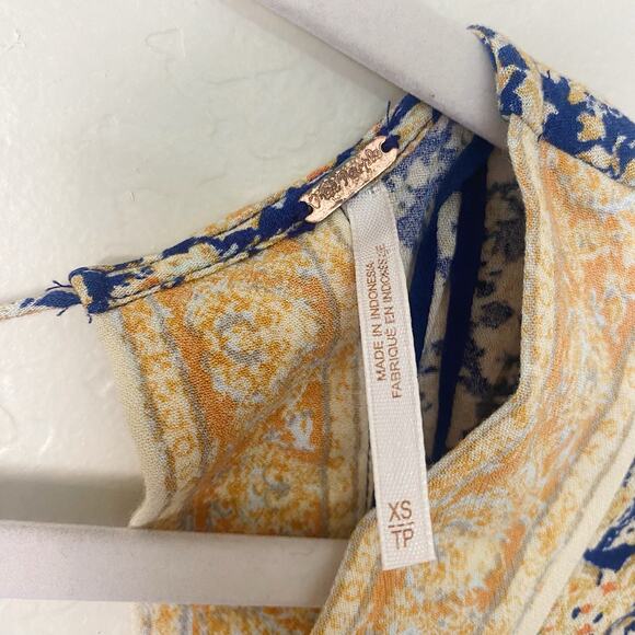 Free People Once Upon a Summertime Boho Floral Romper Navy Blue Size XS - Picture 6 of 7